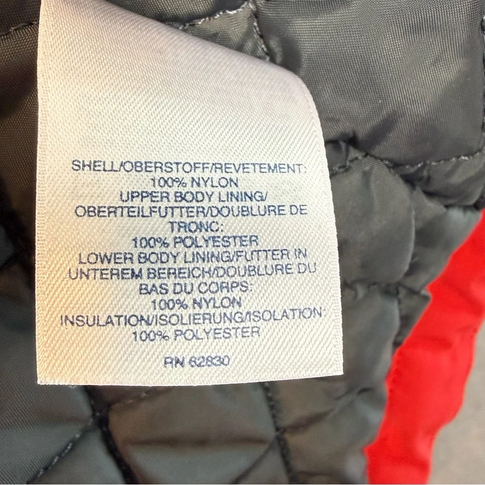 Lands’end -youth girls Squal puffer snow winter jacket red hooded zip up coat 16